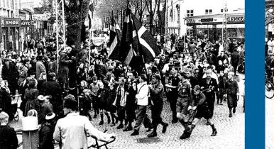 Befrielsesdage i Lyngby Hovedgade, 5. maj 1945